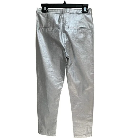 NWT H&M Silver Slim Fit Pants Straight Leg Size 10 - Picture 2 of 7